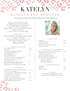 Resume Cheetah Glimmer- Single Page: Cheetah Glimmer Sorority Packet- Digital