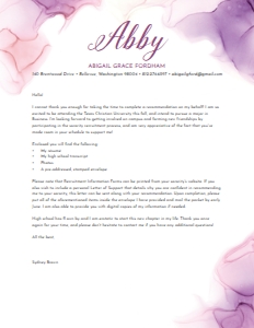 Cover Letter Lilac Wash: Lilac Wash Sorority Packet- Digital