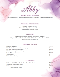 Resume Lilac Wash- 2 Page: Lilac Wash Sorority Packet- Digital