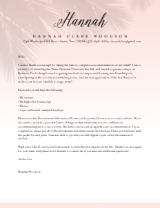 Cover Letter Palm Shadows: Palm Shadows Sorority Packet- Digital