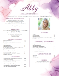 Resume Lilac Wash- Single Page: Lilac Wash Sorority Packet- Digital