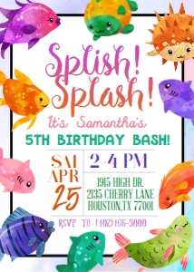 Fish Splish Splash Birthday 1 design preview