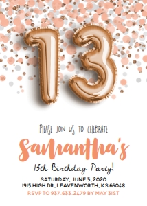 13th Birthday Confetti Rose Gold design preview