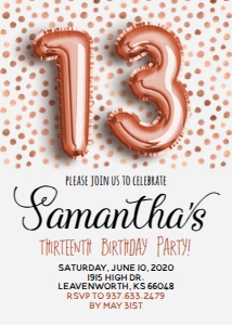 13th Rose Gold Animal Spots Birthday design preview