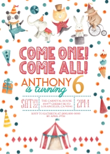 Circus Come One Come All Birthday 2 design preview