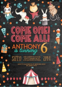 Circus Come One Come All Birthday 3 design preview