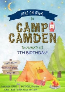 Camping Birthday Invitation design preview