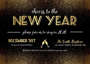 Black and Gold NYE Invitation design preview