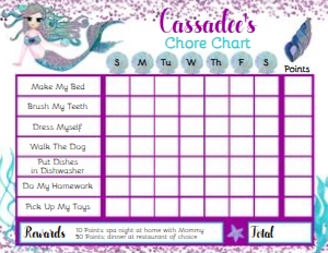 Purple Teal Mermaid Chore Chart design preview
