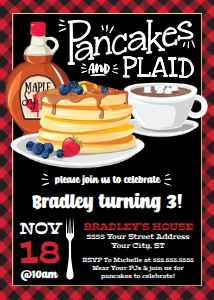 SEM-Pancakes Plaid invite 5x7 vert: SEM-Pancakes Plaid invite 5x7 vert