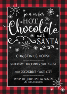 SEM-Hot Chocolate with SANTA Invite Buffalo Plaid 5x7 design preview