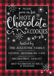 SEM-Hot Chocolate with COOKIES Invite Buffalo Plaid 5x7 design preview