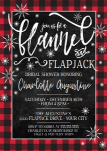 SEM-FLANNEL & Flapjack Bridal Shower Invite Buffalo Plaid 5x7: SEM-FLANNEL & Flapjack Bridal Shower Invite Buffalo Plaid 5x7