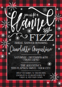 SEM-FLANNEL & FIZZ Bridal Shower Invite Buffalo Plaid 5x7: SEM-FLANNEL & FIZZ Bridal Shower Invite Buffalo Plaid 5x7