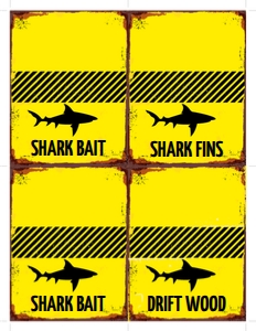 SEM-Shark Party Food Label 4-per page design preview
