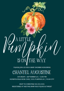 SEM-Little Pumpkin Baby Shower 5x7 Invite design preview