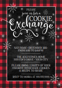 SEM-Cookie Exchange PARTY Invite Buffalo Plaid 5x7 design preview