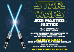 SEM-Star Wars Light Saber BLUE invite design preview