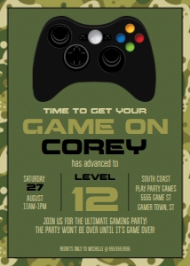SEM-Gamer Invite-Green Camo-5x7 design preview
