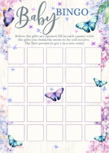 SEM-Butterfly Lilac Baby Shower-BINGO Bundle Game SET #1 design preview