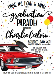 SEM-Drive By GRADUATION Invite 5x7-RED Muscle Car design preview
