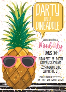 SEM-Pineapple Invite 5x7-Party Like a Pineapple-PINK: SEM-Pineapple Invite 5x7-Party Like a Pineapple-PINK
