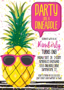 SEM-Pineapple Invite 5x7-Party Like a Pineapple-HOT PINK design preview