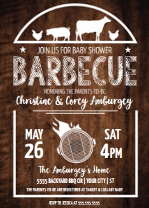 SEM-Wood Baby Shower BBQ Invite 5x7 design preview