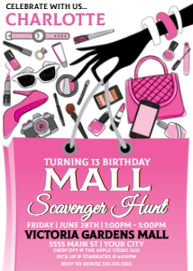 SEM-Mall Scav-Pink Bag 5x7 Invite: SEM-Mall Scav-Pink Bag 5x7 Invite
