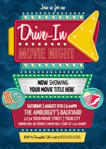 SEM-Movie Party-DRIVE-IN/backyard/outdoor Movie Signs 5x7 invite: SEM-Movie Party-DRIVE-IN/backyard/outdoor Movie Signs 5x7 invite