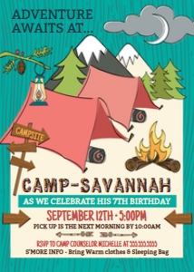 SEM-Camping Invite 5x7-GIRL: SEM-Camping Invite 5x7-GIRL