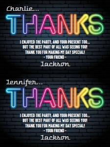 SEM-Glow Party Thank you notes - 6"x4" - 2UP design preview
