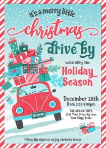 SEM-Drive By CHRISTMAS Invite 5x7-RED VW Bug presents design preview