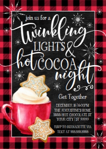 SEM-CHRISTMAS Lights & Hot Cocoa Night Invite 5x7 design preview