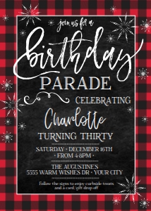 SEM-Flannel BIRTHDAY PARADE-Invite Buffalo Plaid 5x7 design preview