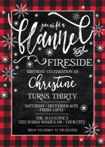 SEM-FLANNEL & Fireside BIRTHDAY Invite Buffalo Plaid 5x7: SEM-FLANNEL & Fireside BIRTHDAY Invite Buffalo Plaid 5x7