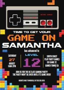 SEM-Gamer Invite-NES-Tetris-GIRL 5x7 design preview