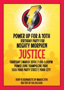 SEM-Power Ranger Invite design preview