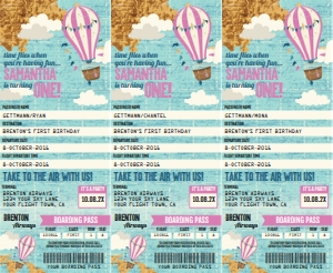 SEM-Hot Air Balloon Ticket Invite - 3-UP-PINK design preview