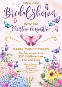 SEM-Wildflower Butterfly-Bridal Shower Invite: SEM-Wildflower Butterfly-Bridal Shower Invite
