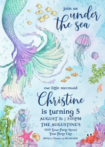 SEM-Mermaid Tail Birthday Invite: SEM-Mermaid Tail Birthday Invite