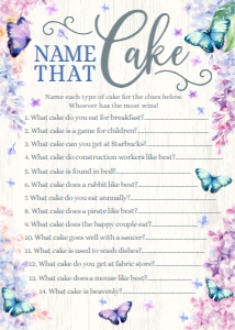 SEM-Butterfly Lilac-Bridal shower-Name that Cake-GAME: SEM-Butterfly Lilac-BRIDAL Shower GAMES-GROUP 1