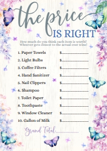 SEM-Butterfly Lilac-BRIDAL Shower-The Price is Right-GAME: SEM-Butterfly Lilac-BRIDAL Shower GAMES-GROUP 1