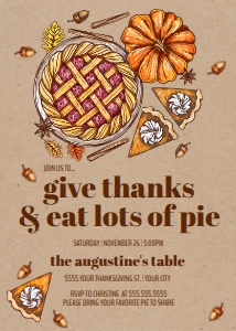 SEM-Thanksgiving 5x7 invite-Give Thanks & Eat Pie: SEM-Thanksgiving 5x7 invite-Give Thanks & Eat Pie