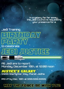 SEM-Star Wars1-bleed Invite 5x7 SKY-lightsaber-GREEN design preview
