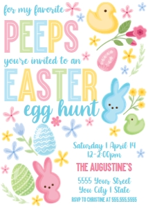 SEM-Easter Peeps-Egg Hunt Party Invite 5x7: SEM-Easter Peeps-Egg Hunt Party Invite 5x7