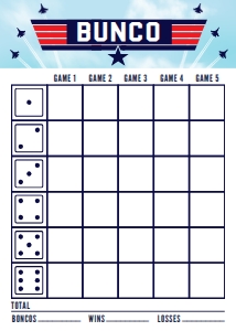 SEM-Top Gun-Fighter Pilot-Bunco 5x7 score sheet: SEM-Top Gun-Fighter Pilot-Bunco 5x7 score sheet