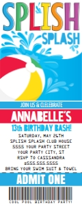 SEM-Pool Party Ticket Invite design preview