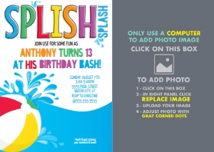 SEM-Pool Party Invite-7x5 Photo design preview