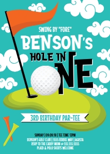 SEM-Golf Party Invite-hole in one design preview